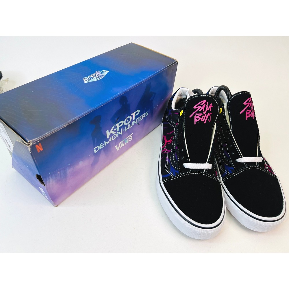 Vans Old Skool KPop Demon Hunters Saja Boys Black Pink Men 9 VN000E8WB9P - Picture 2 of 8